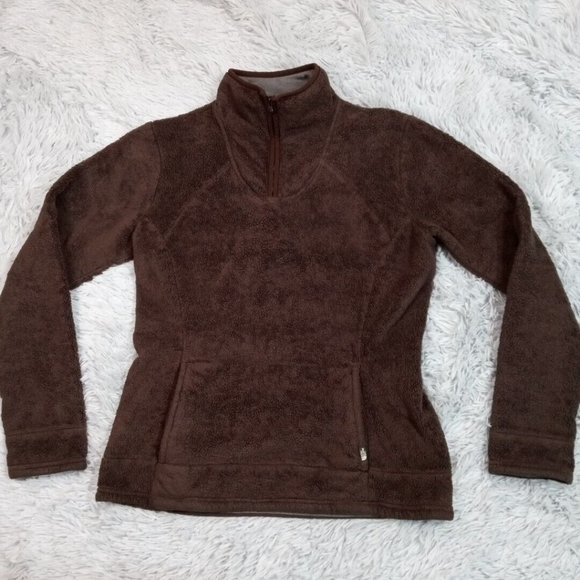 The North Face Womens‎ Sweatshirt Jacket Brown Medium Fleece Shacket Cozy Soft - Picture 1 of 12